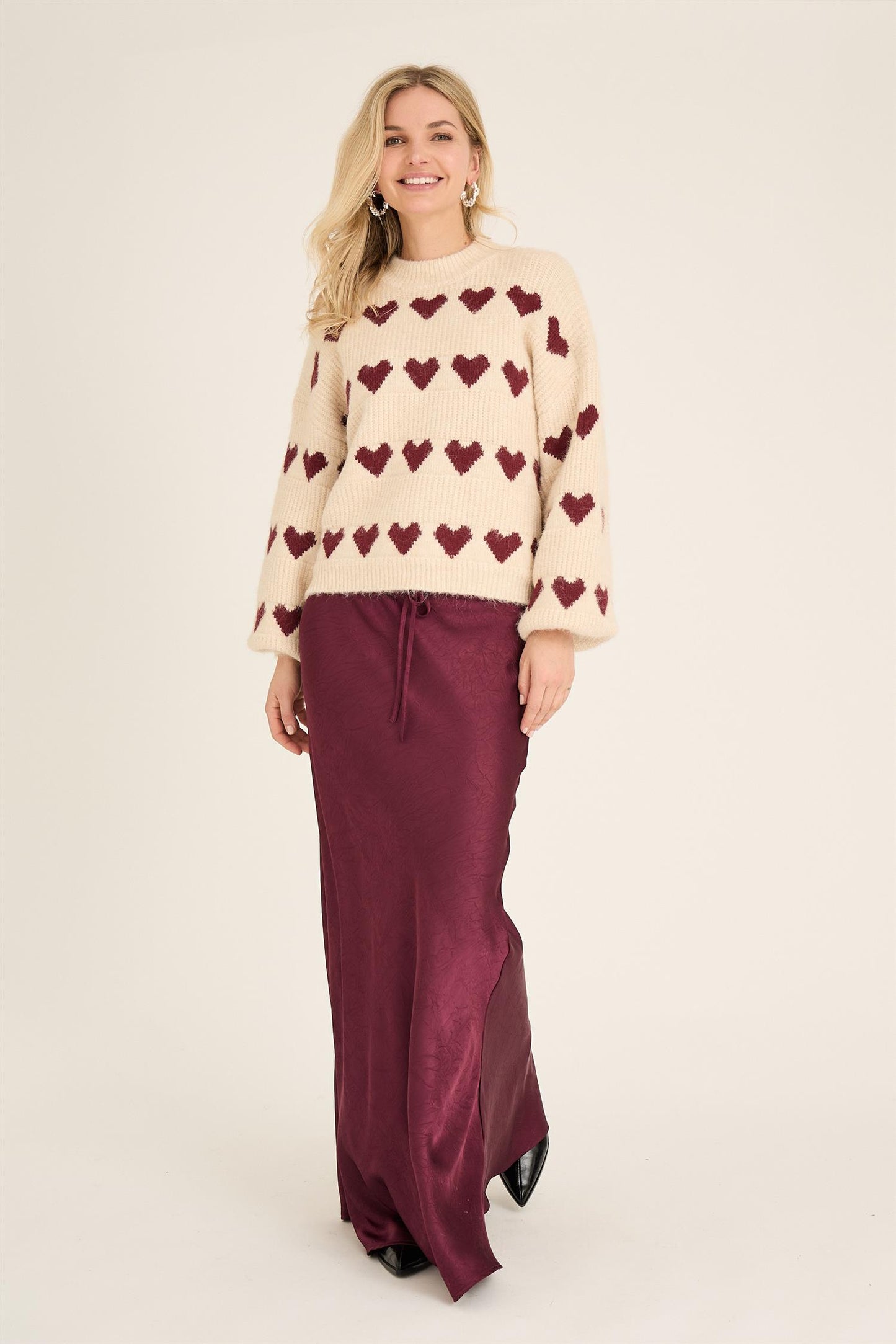 Heart knit pullover