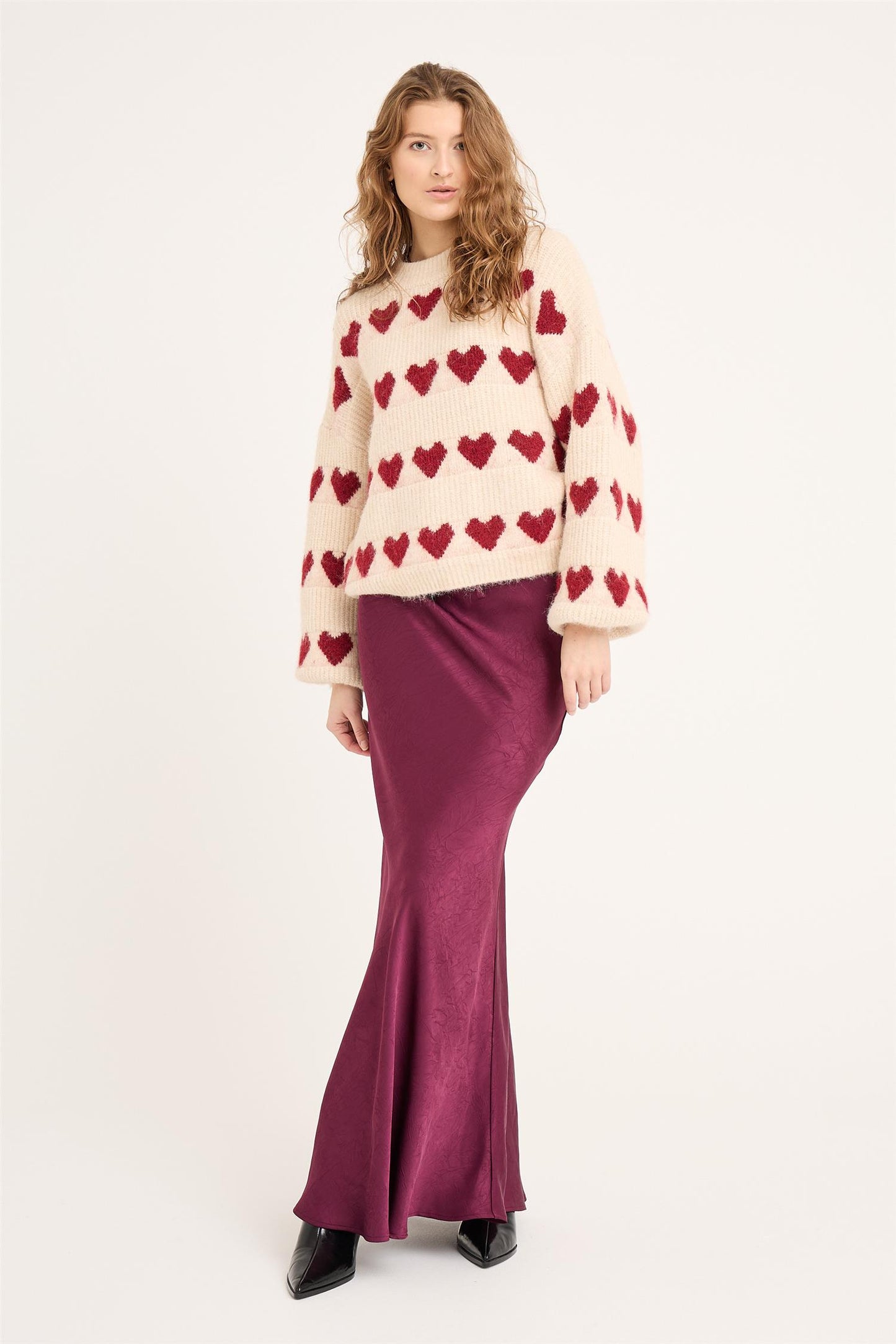 Heart knit pullover