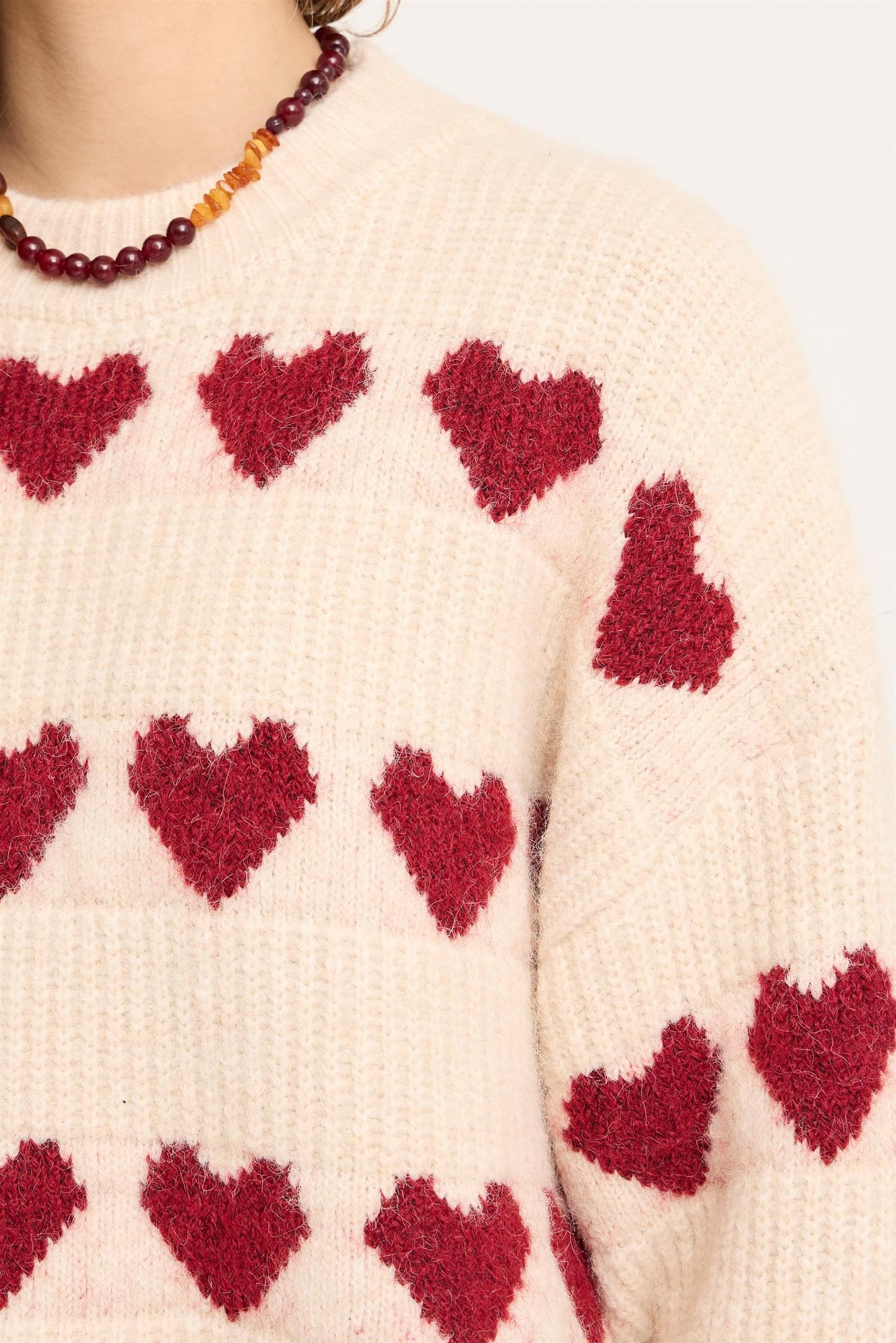 Heart knit pullover