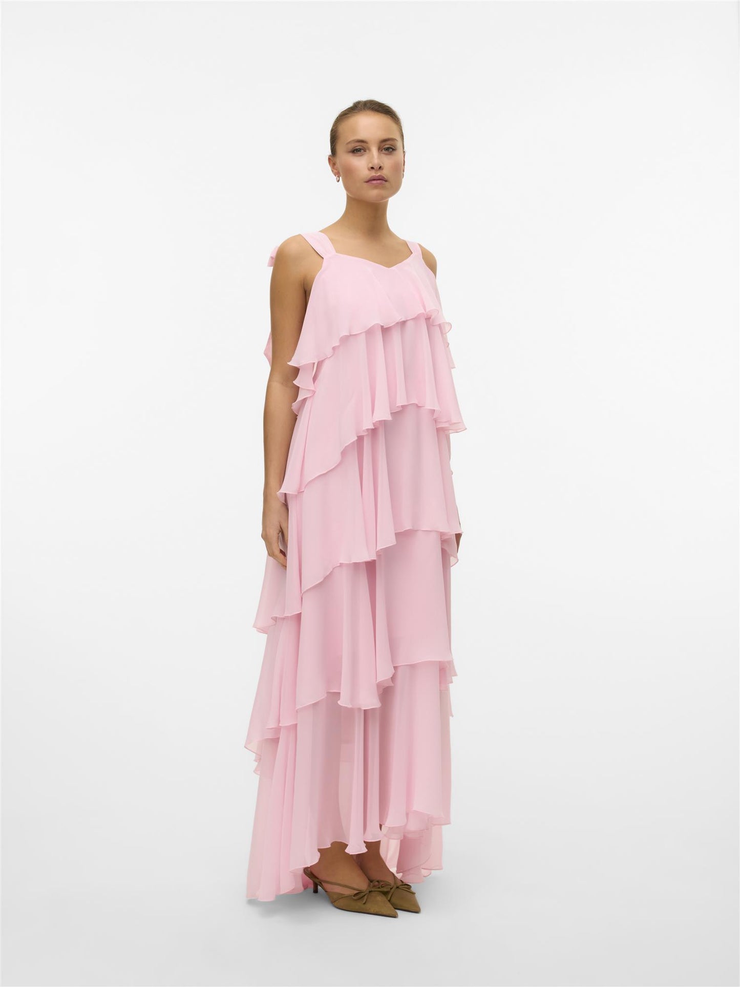 Felicia tiestrap ruffle maxi dress