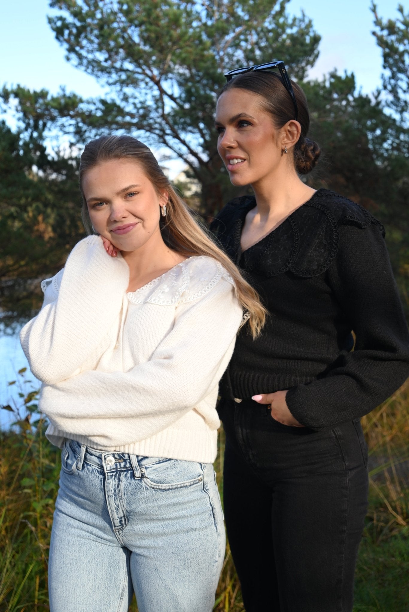 Abby lace collar knit cardigan - novalieshop