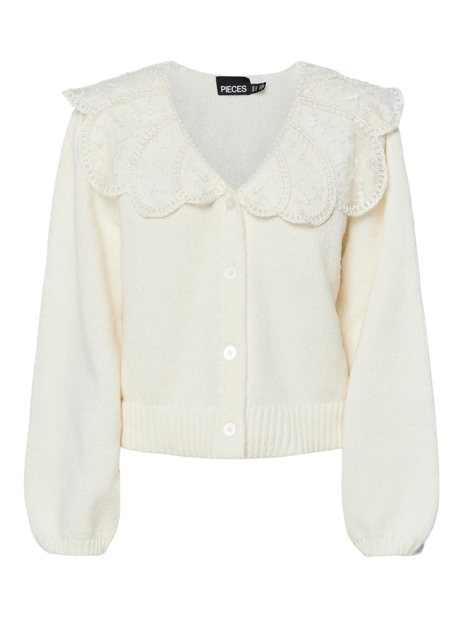 Abby lace collar knit cardigan - novalieshop
