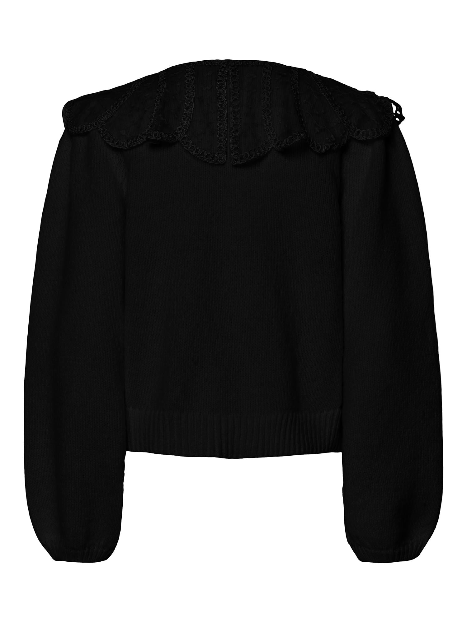 Abby lace collar knit cardigan - novalieshop