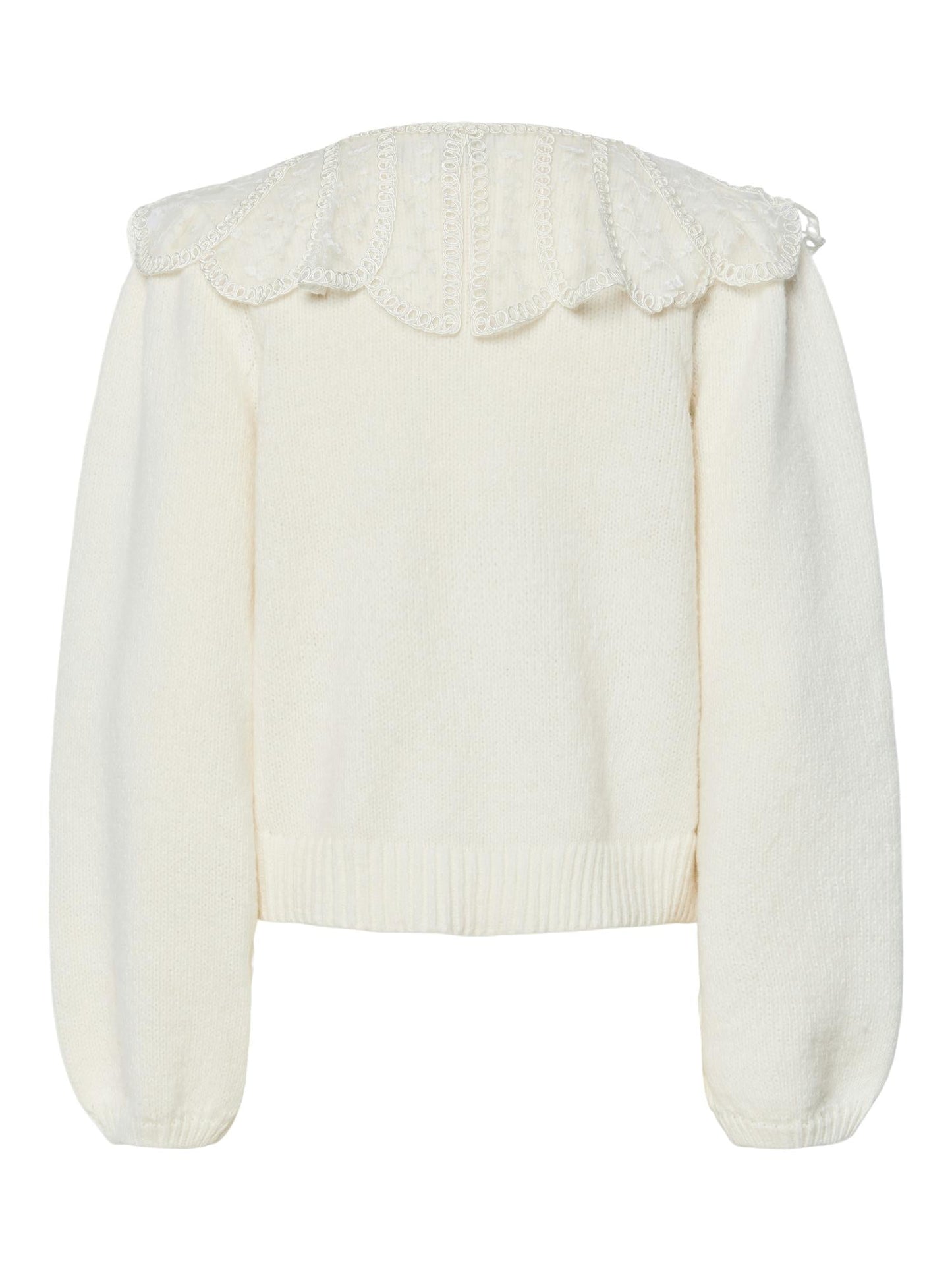 Abby lace collar knit cardigan - novalieshop