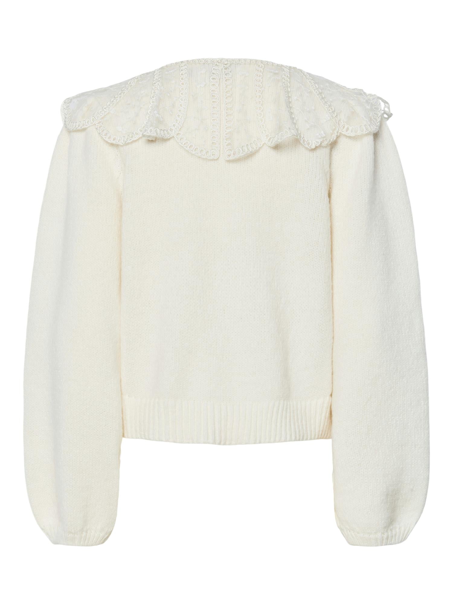 Abby lace collar knit cardigan - novalieshop