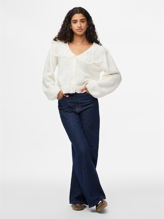 Abby lace collar knit cardigan - novalieshop