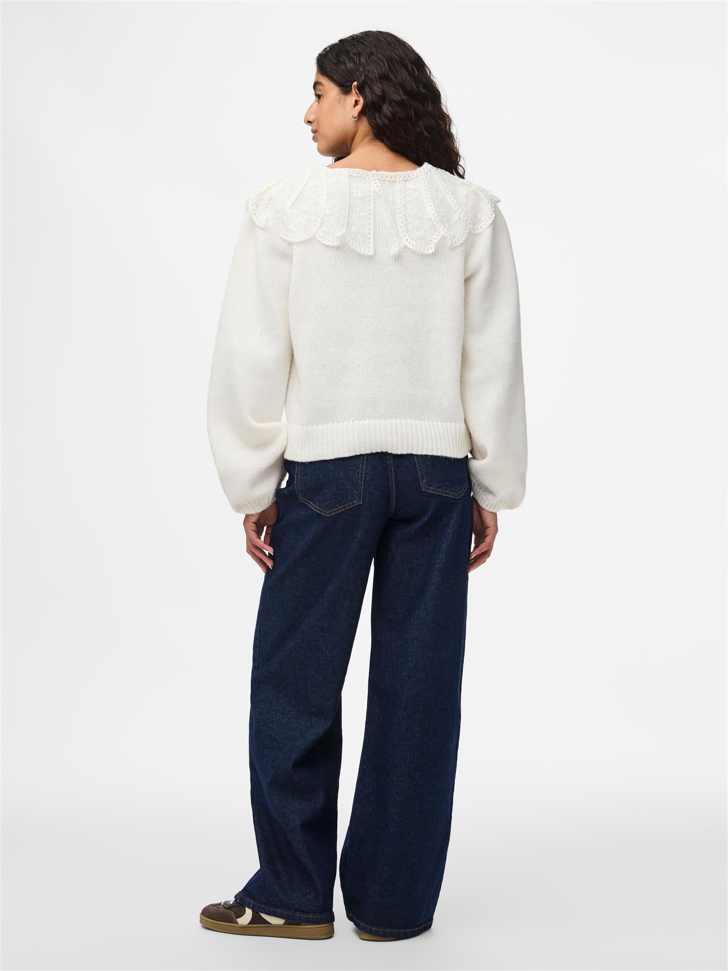 Abby lace collar knit cardigan - novalieshop