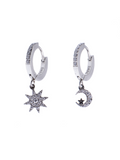 Star & Moon Hoops W/Crystals