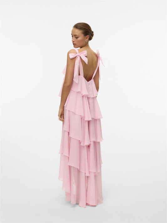 Felicia tiestrap ruffle maxi dress
