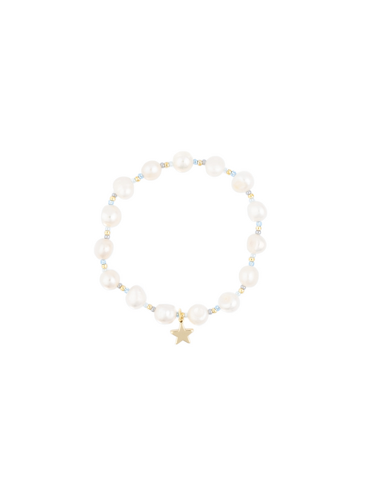 Pearl bead braclet w/ glass bead