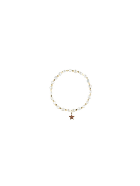 Fresh Water Pearl Bracelet 4 mm W/Gold Beads
