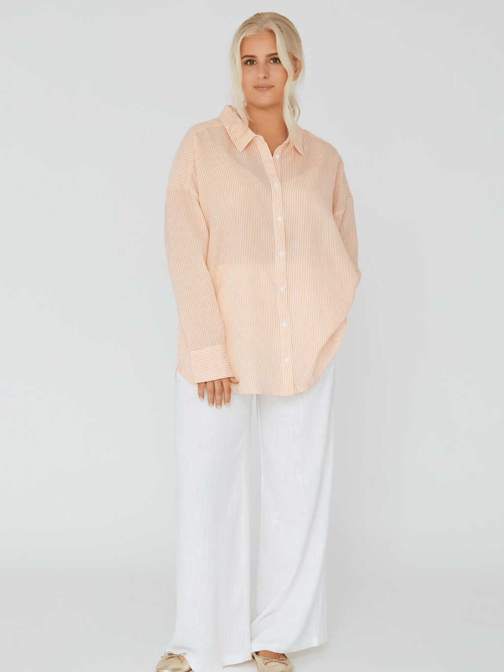Sonja shirt - Orange/ white - novalieshop