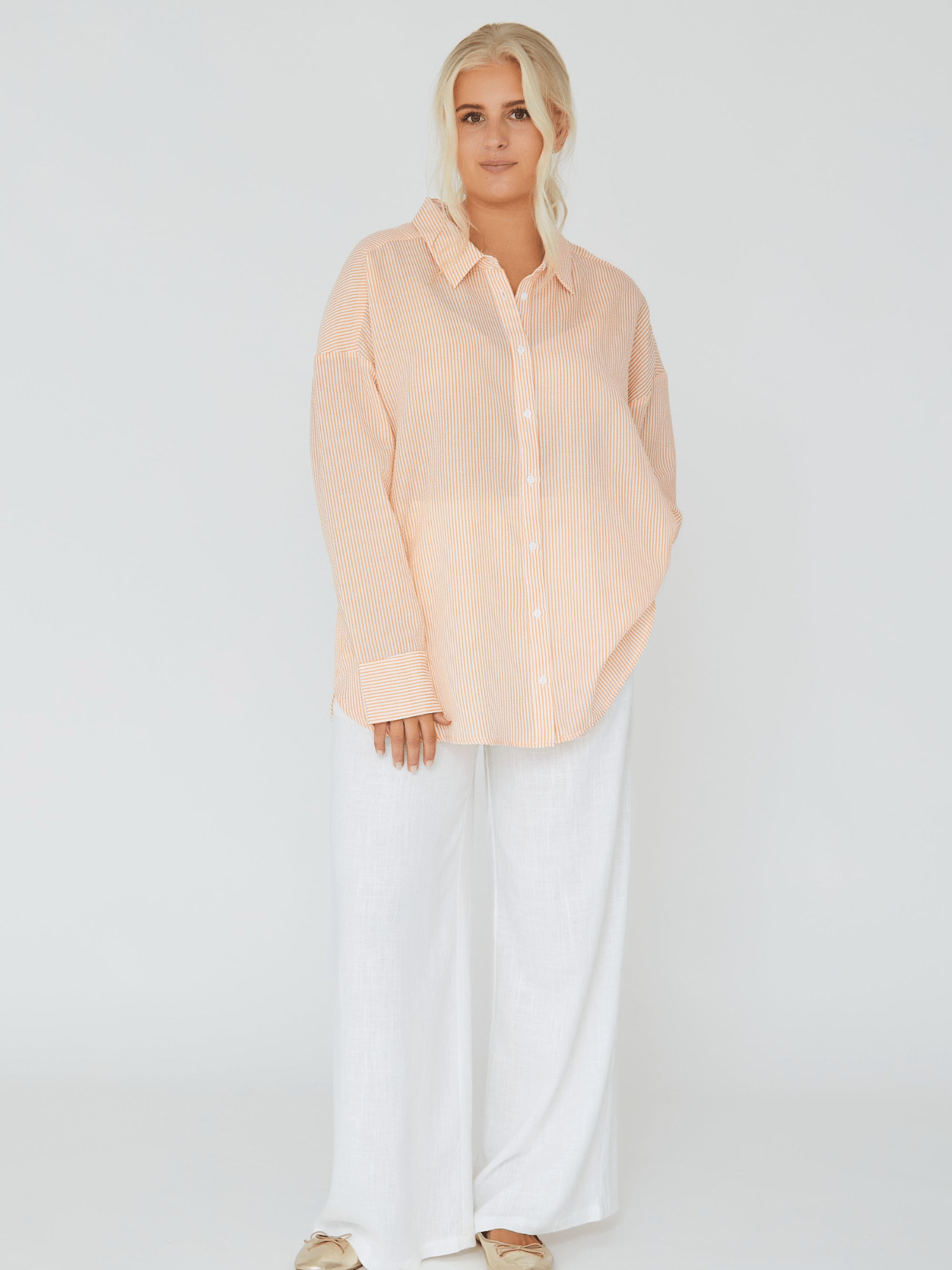 Sonja shirt - Orange/ white - novalieshop