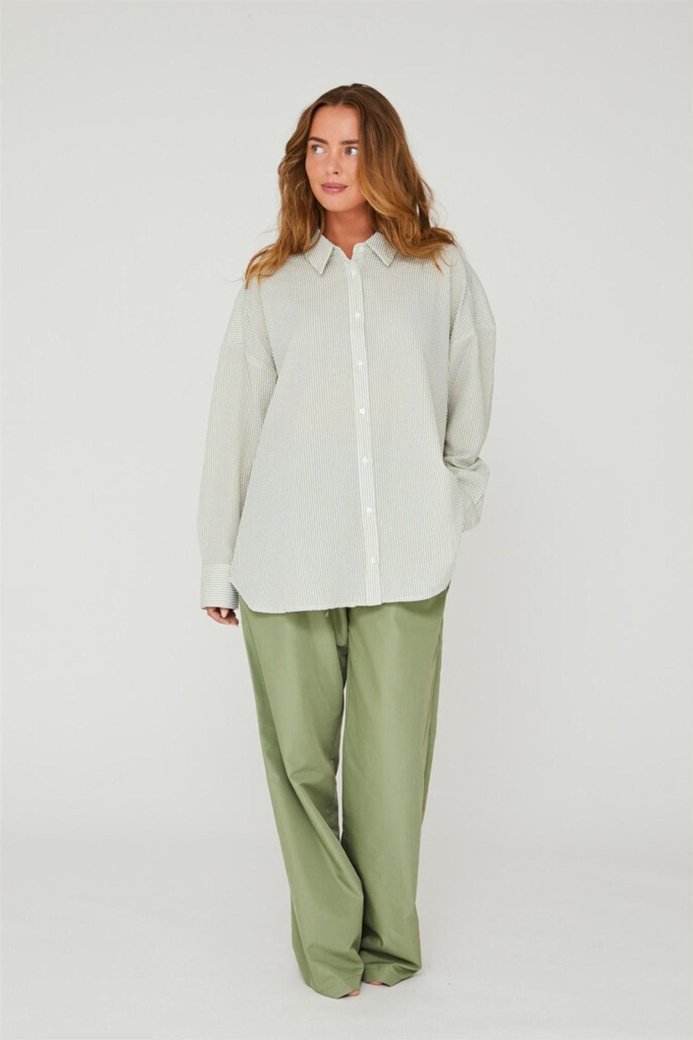 Sonja shirt - White/ green - novalieshop