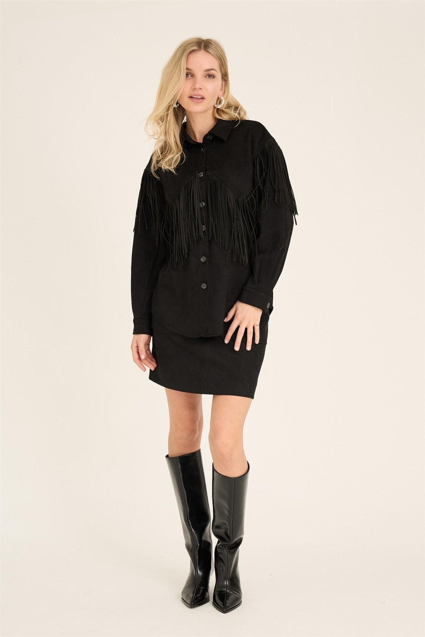 Suede fringe shirt - novalieshop
